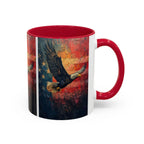 Colorful Mugs (11oz, 15oz) American Eagle Flying Coffee Cup, Patriotic American Eagle flying with American Flag in background - 250 USA Celebration