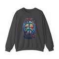 Psychedelic Mushroom Peace Sign Crewneck Sweatshirt | 60s Hippie Tie-Dye - 250 USA Celebration