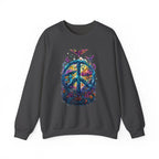 Psychedelic Mushroom Peace Sign Crewneck Sweatshirt | 60s Hippie Tie-Dye - 250 USA Celebration