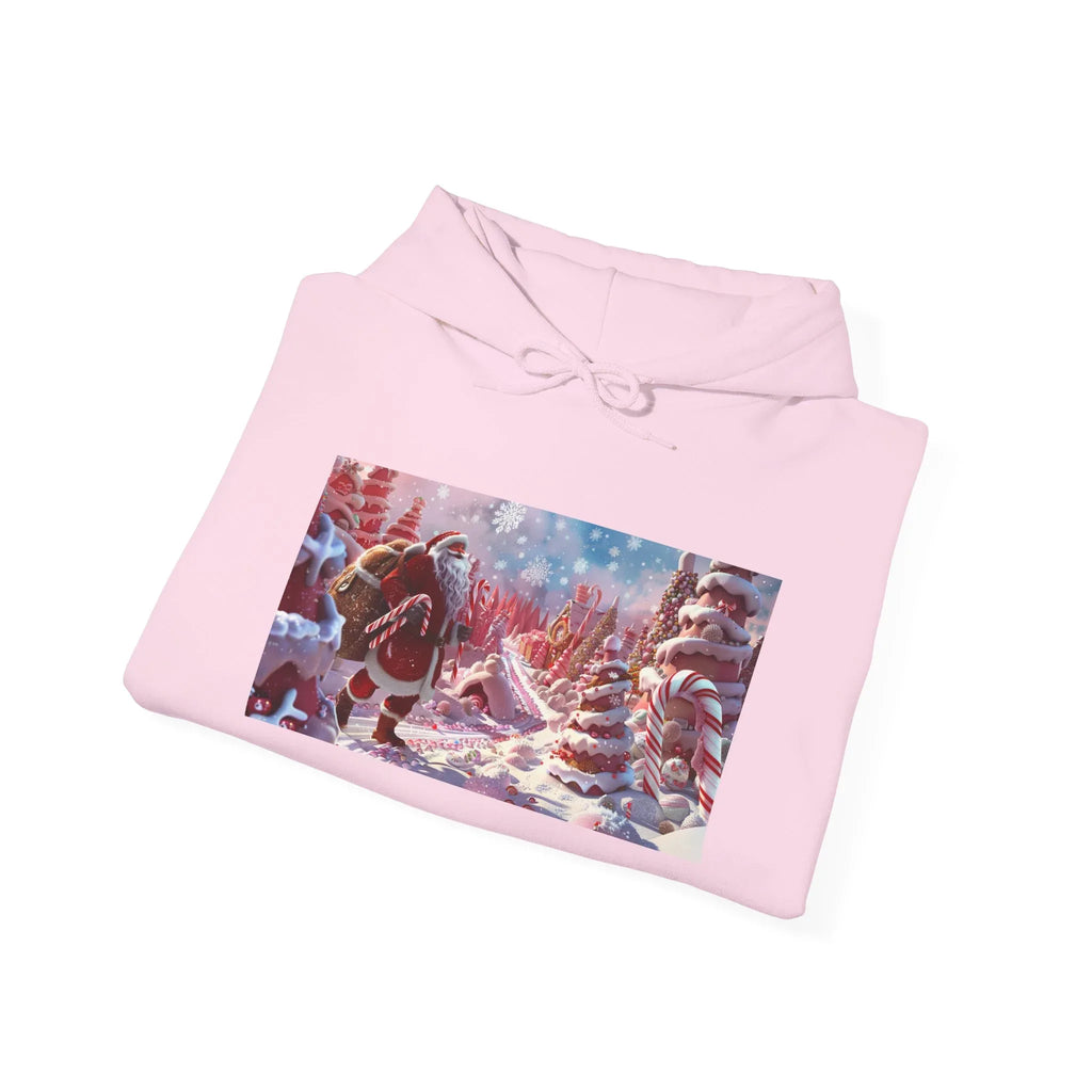 Christmas Candy Wonderland Hoodie, Santa Claus Christmas Sweatshirt, Festive Holiday Hoodie, Winter Candy Sweatshirt, Christmas Candy Cane - 250 USA Celebration