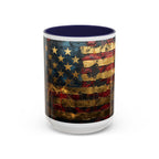 Distressed American Flag Accent Coffee Mug — Patriotic 11/15oz