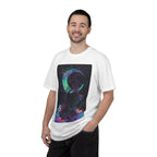 Mystical Crescent Moon Cat T-shirt | Neon Galaxy Witchy Night - 250 USA Celebration