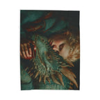 Woman Cuddling Dragon Velveteen Blanket | Fantasy Art Plush Throw - 250 USA Celebration