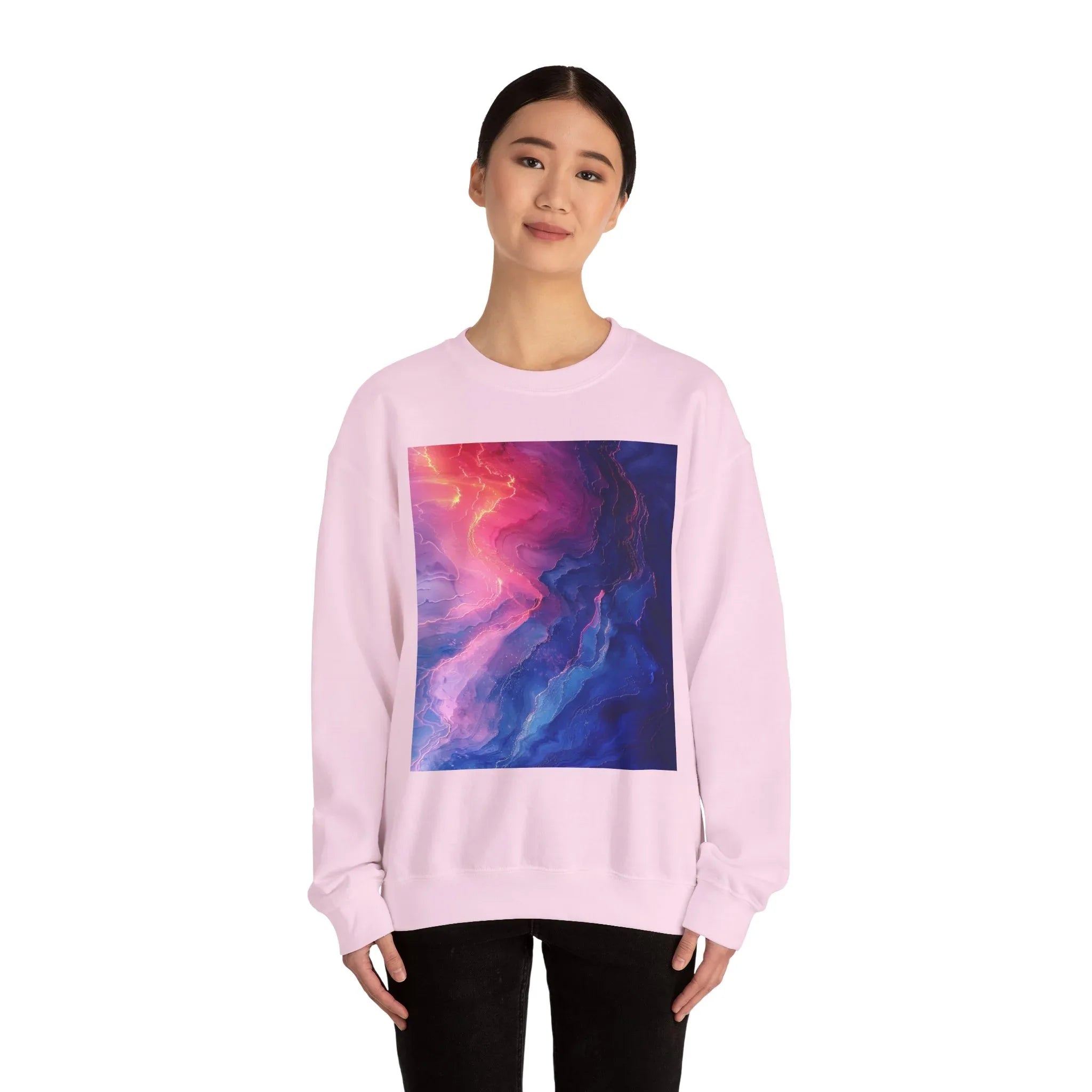 Abstract Nebula Art Crewneck Sweatshirt | Colorful Galaxy Print - 250 USA Celebration