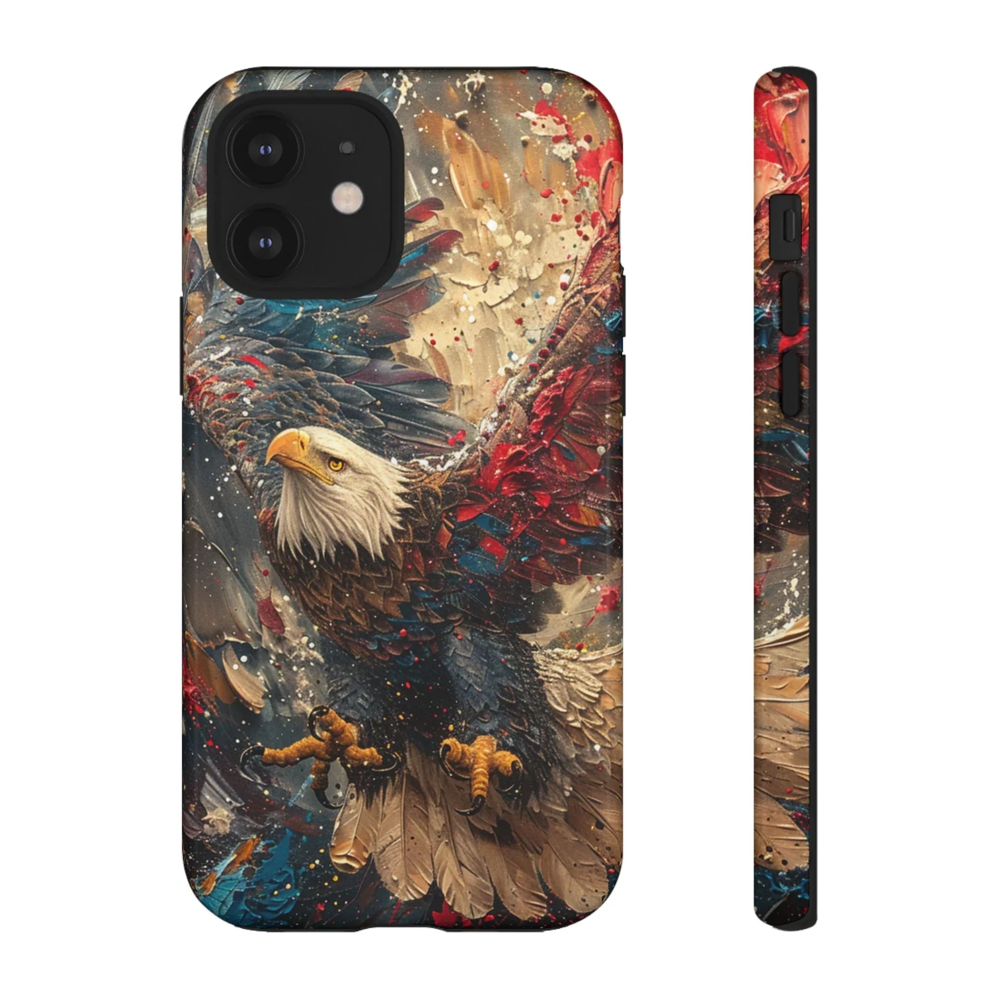Patriotic Bald Eagle Tough Case | iPhone Phone Case, Red Blue Feather Art - 250 USA Celebration