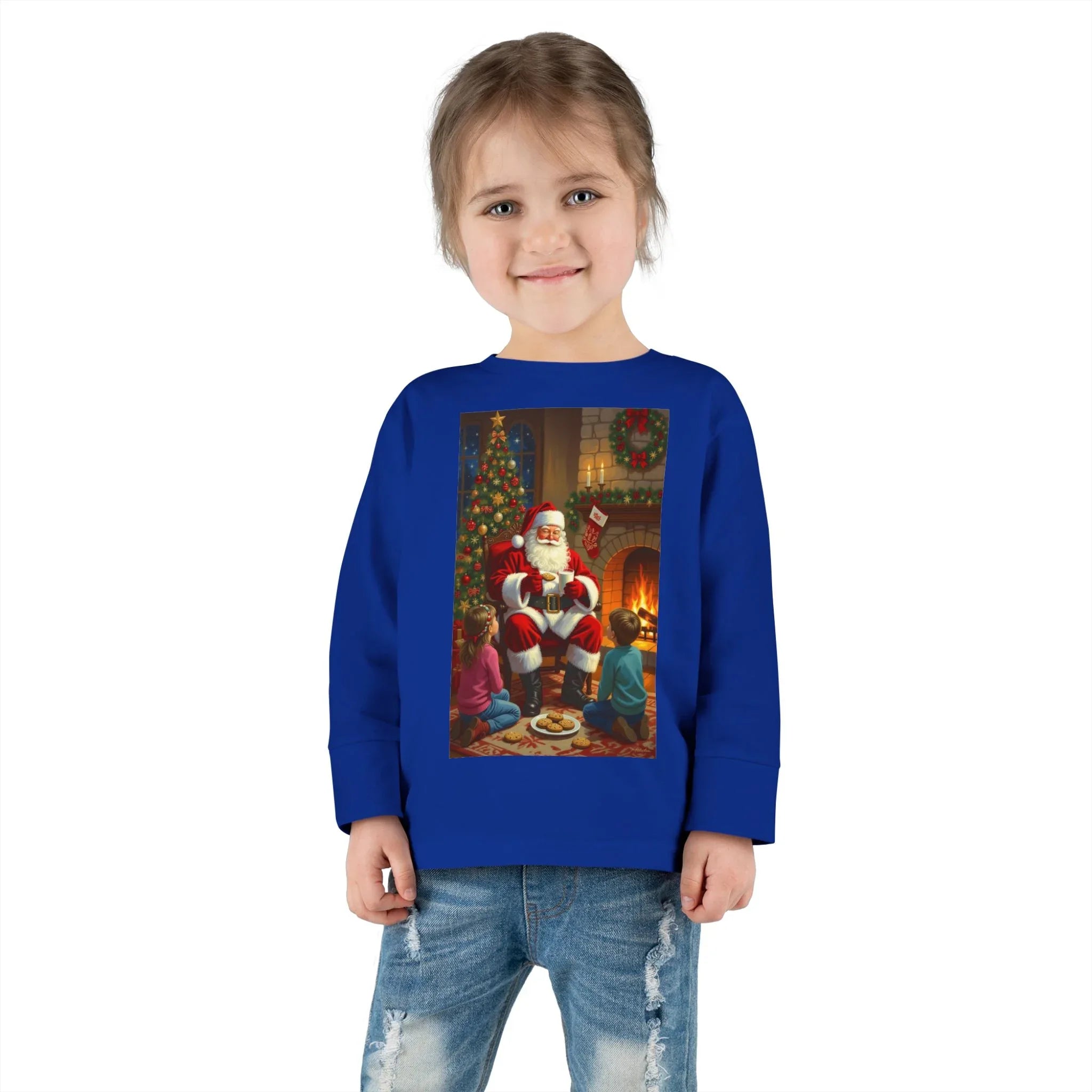 Christmas Santa Toddler Long Sleeve Tee, Holiday Shirt for Kids, Festive Outfit, Winter Apparel, Cute Christmas Gift, Family Photoshoot - 250 USA Celebration