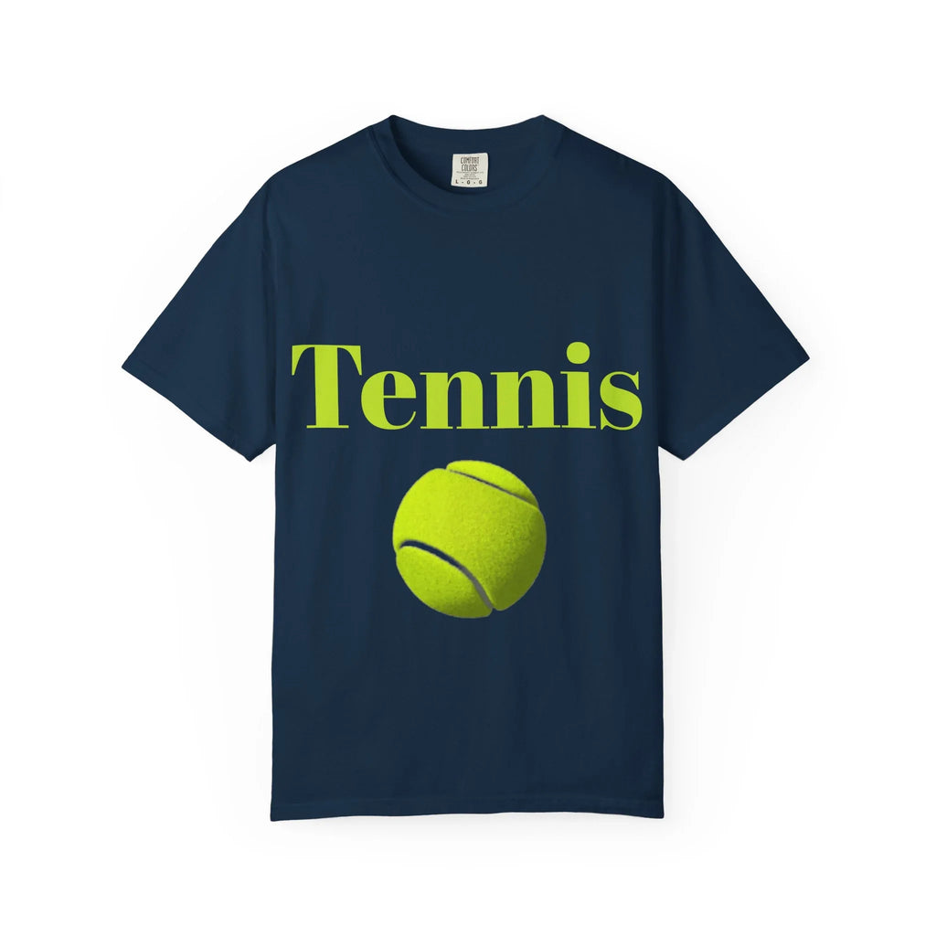 Tennis Ball Graphic Tee | Tennis Shirt, Neon Green Text - 250 USA Celebration