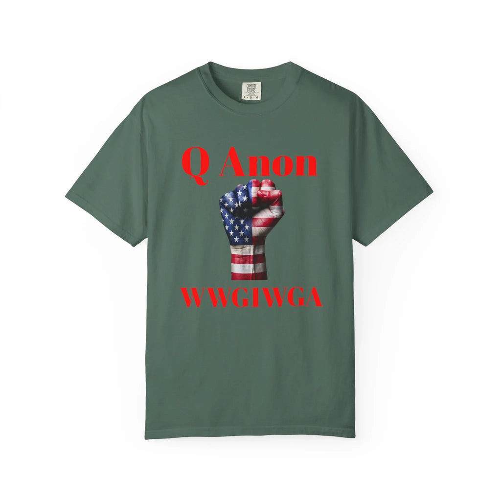 Q Anon Fist T-shirt | WWG1WGA Print - 250 USA Celebration