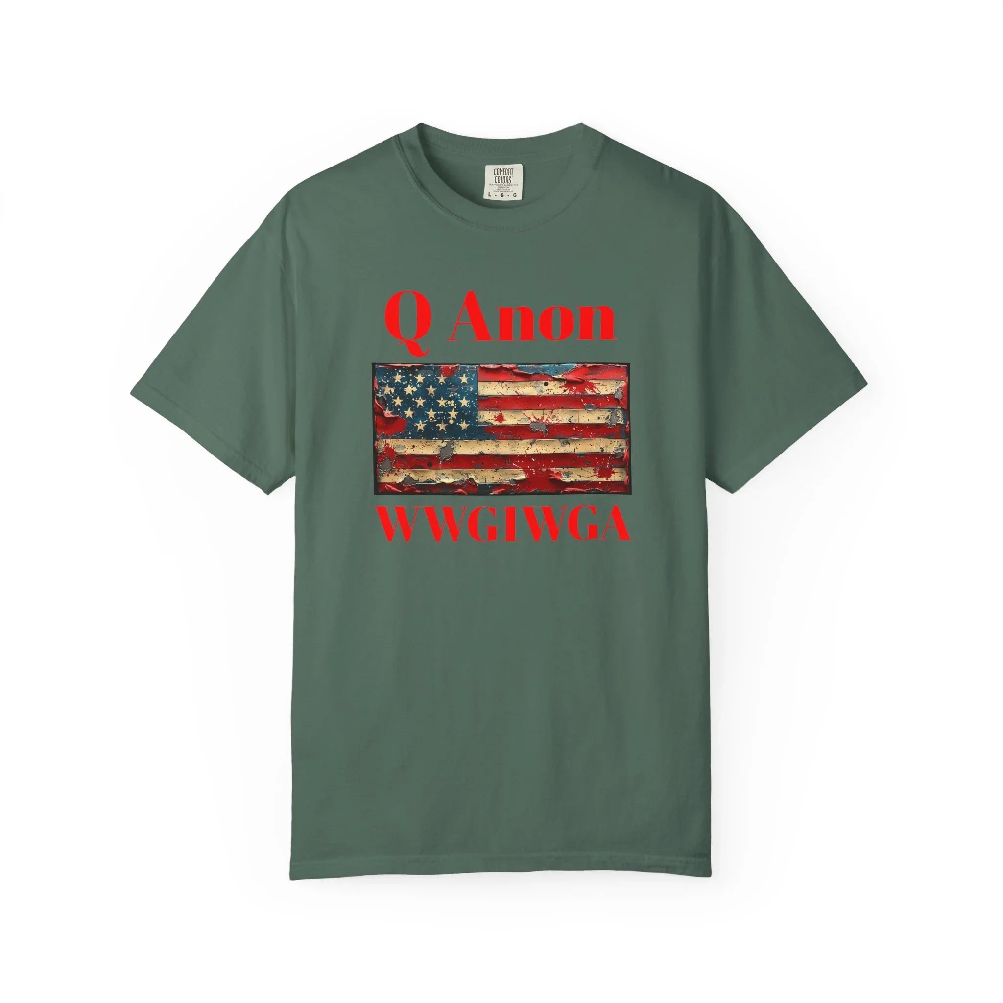 Q Anon WWG1WGA T-Shirt | American Flag Graphic Tee - 250 USA Celebration