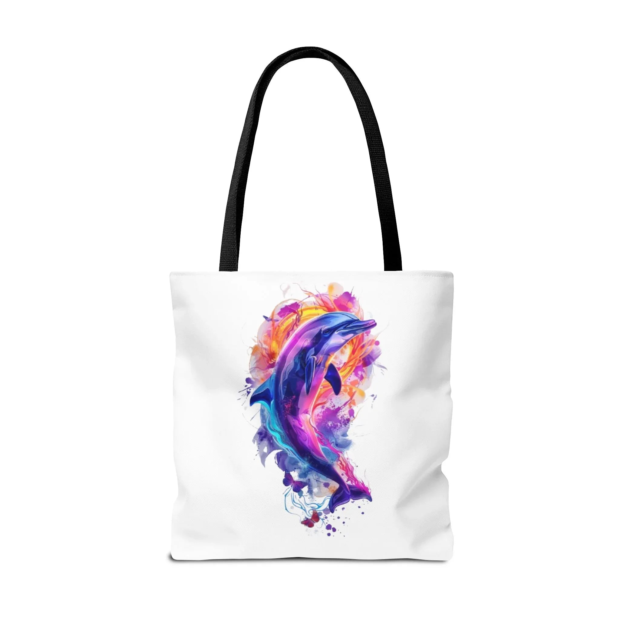 Colorful Watercolor Dolphin Tote Bag | Vibrant Splash Ocean Art - 250 USA Celebration