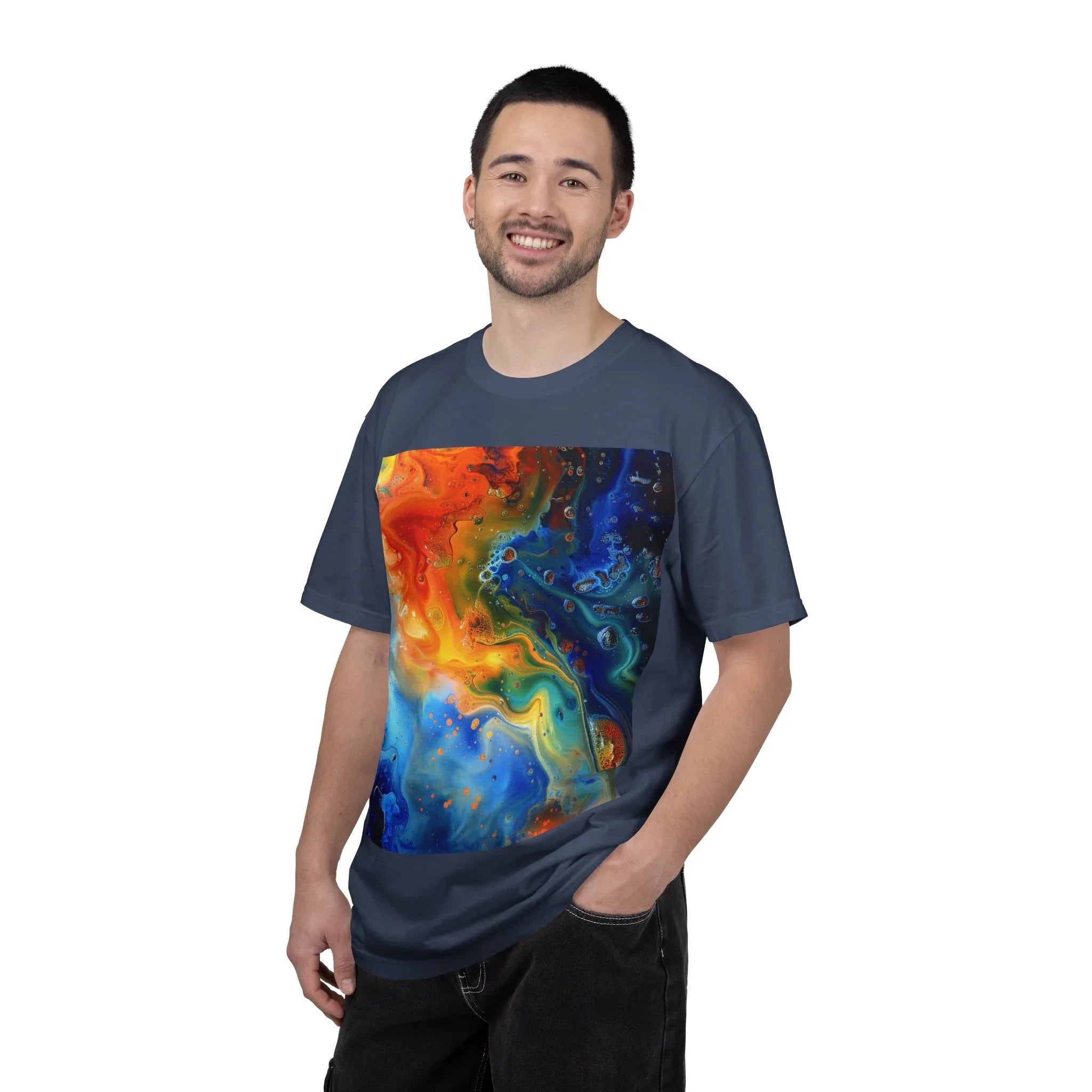 Colorful Abstract Swirl T-Shirt, psychedelic design blooms with surreal depth, blending free-flowing lines and bold swirls - 250 USA Celebration