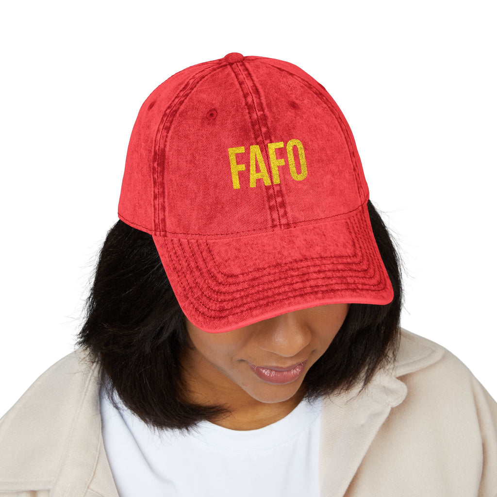 Vintage Embroidered Cap — FAFO Distressed Baseball Hat