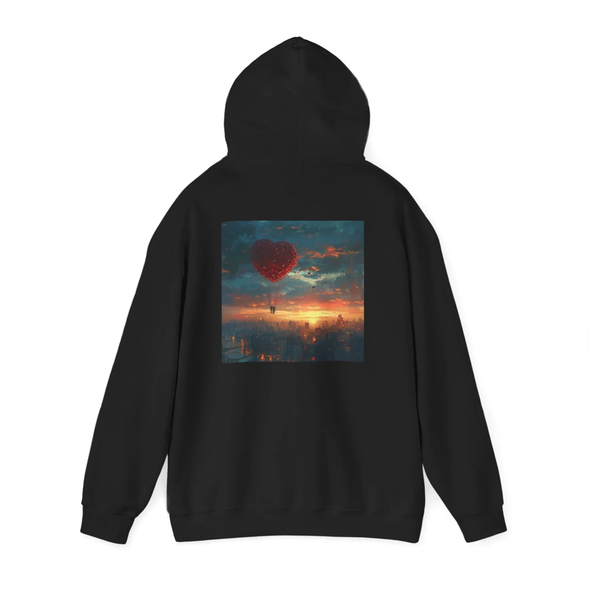 Romantic Sunset Hoodie with Hot Air Balloon, Unisex Sweatshirt for Valentines Day, Valentine's Day T-Shirts, Personalized Valentine's Gifts - 250 USA Celebration