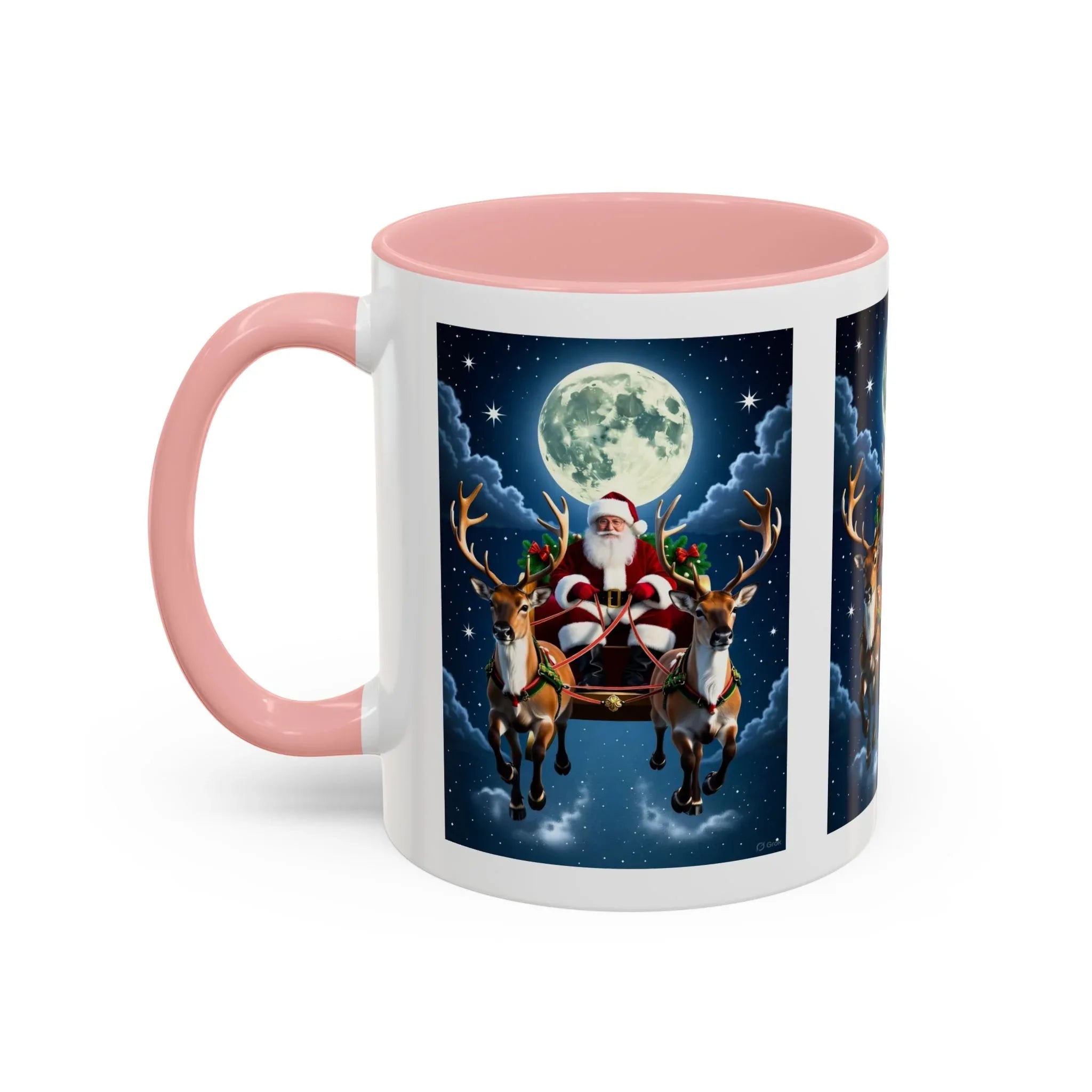 Santa Sleigh with Reindeer Coffee Mug | Christmas Moon Accent Mug - 250 USA Celebration