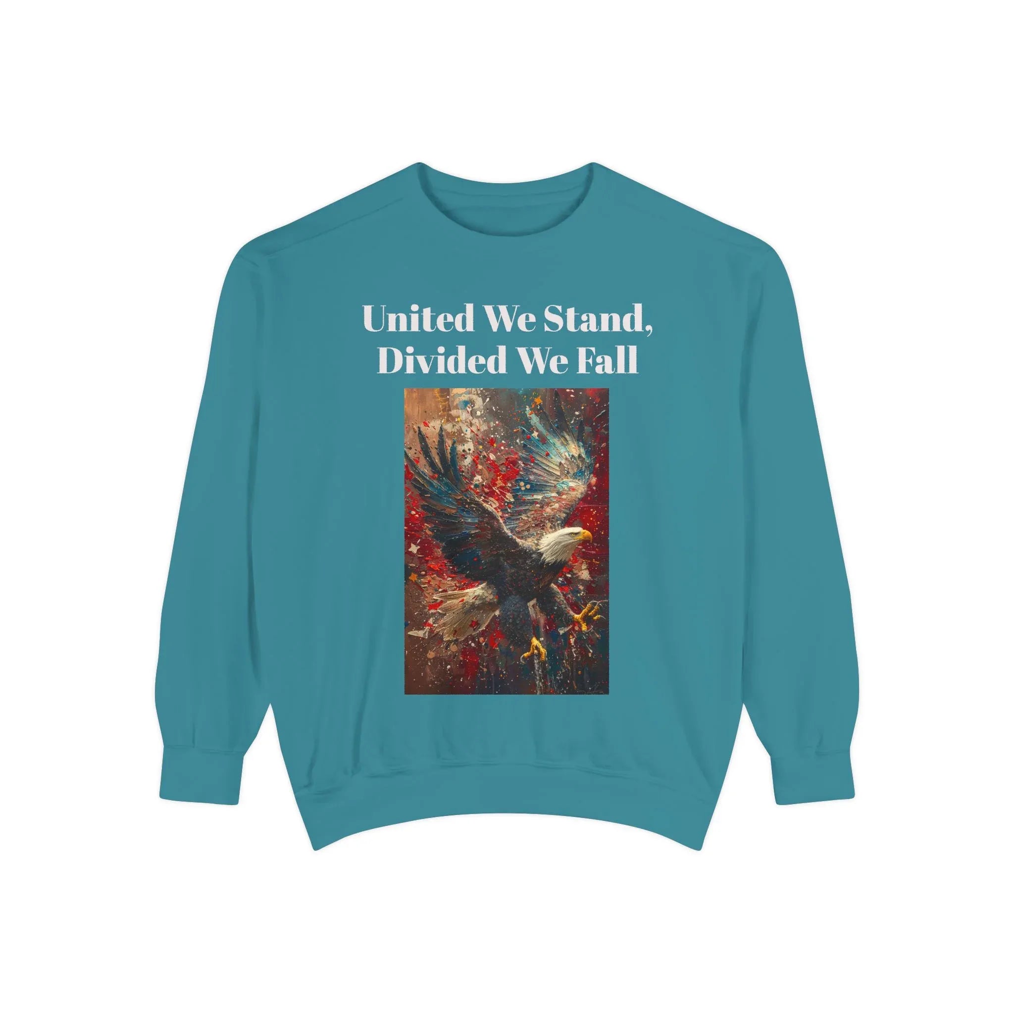 United We Stand Sweatshirt | Unisex Garment-Dyed Crewneck | Eagle Design | Cozy Fashion | Perfect for Casual Wear, Gift for Him or [...] - 250 USA Celebration