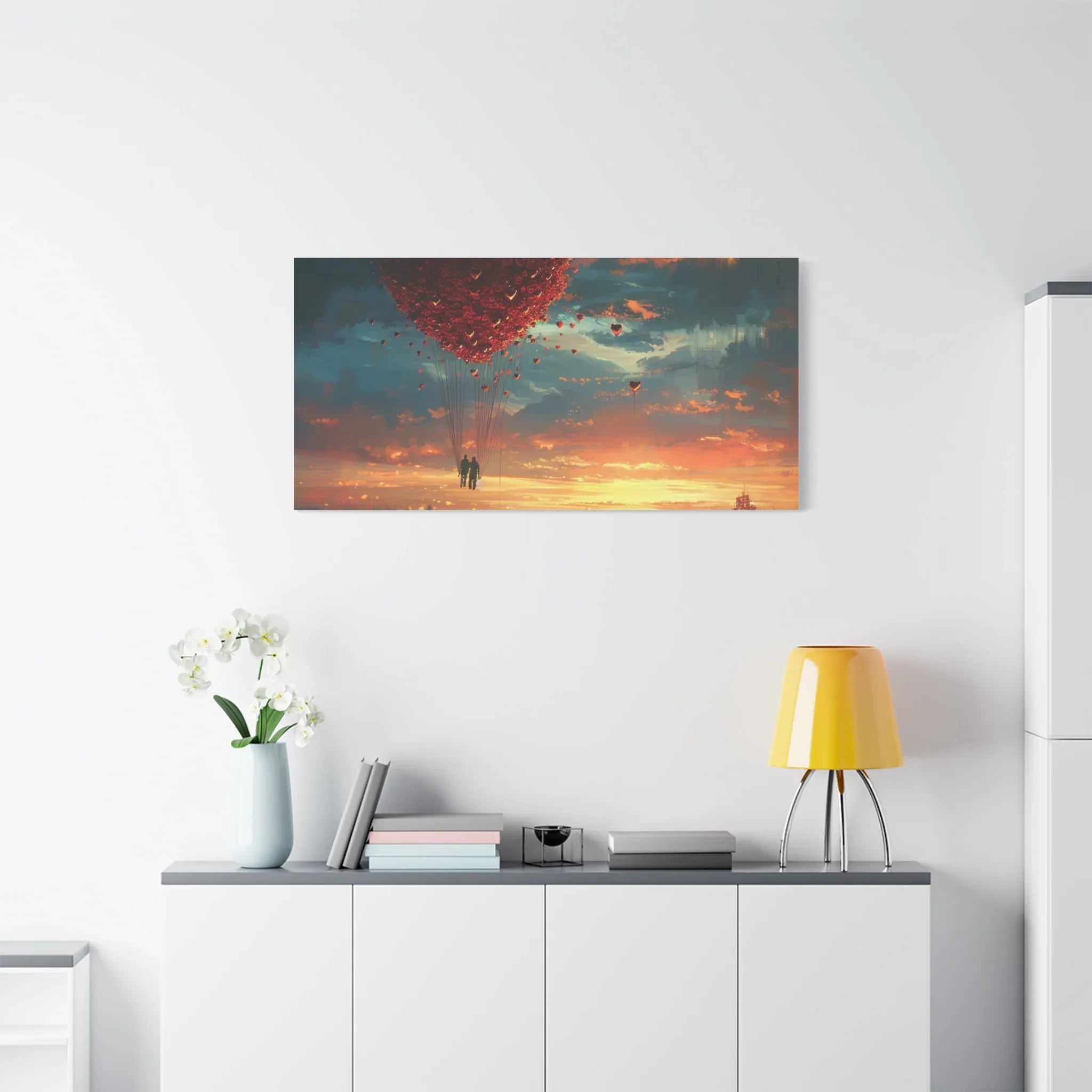 Romantic Canvas Wall Art, Love, Heart Balloon Art, Gift for Couples, Valentines Wall Decor, Valentine's Day Women's Merchandise, Valentines - 250 USA Celebration