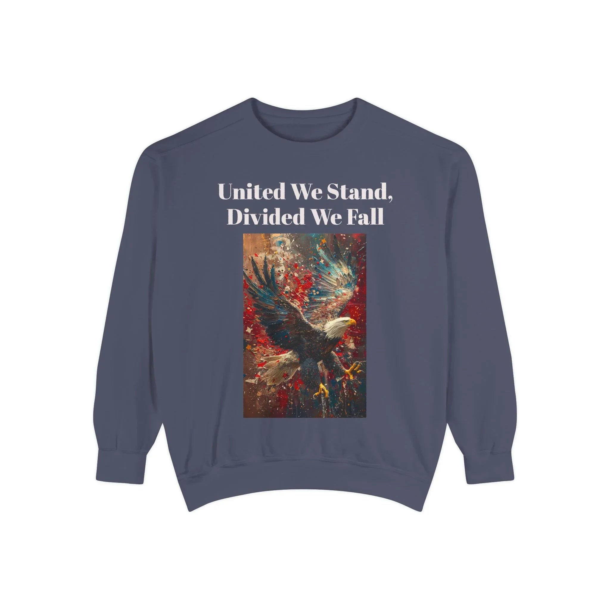 United We Stand Sweatshirt | Unisex Garment-Dyed Crewneck | Eagle Design | Cozy Fashion | Perfect for Casual Wear, Gift for Him or [...] - 250 USA Celebration