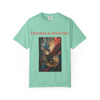 Freedom is Never Free T-shirt | Bald Eagle Patriotic Illustration - 250 USA Celebration