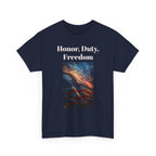 Honor, Duty, Freedom T-Shirt - Patriotic American Flag Galaxy Tee