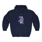 Watercolor Dolphins Zip Hoodie | Ocean Marine Animal Graphic - 250 USA Celebration