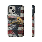American Flag Bald Eagle phone case | Patriotic iPhone cover, cracked vintage flag design - 250 USA Celebration