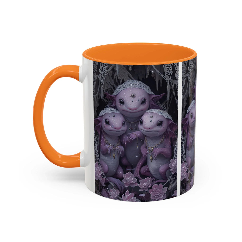 Purple Axolotl Trio Mug | Cute Amphibian Art Ceramic Coffee Cup - 250 USA Celebration