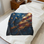 Abstract American Flag Velveteen Plush Blanket | Stars Stripes Patriotic Decor - 250 USA Celebration