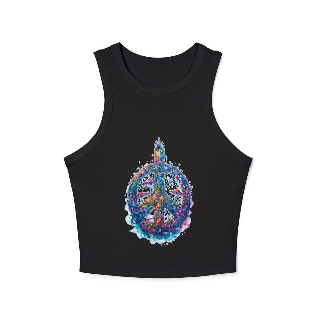 Watercolor Peace Sign Racer Tank Top | Tie Dye Boho Hippie - 250 USA Celebration