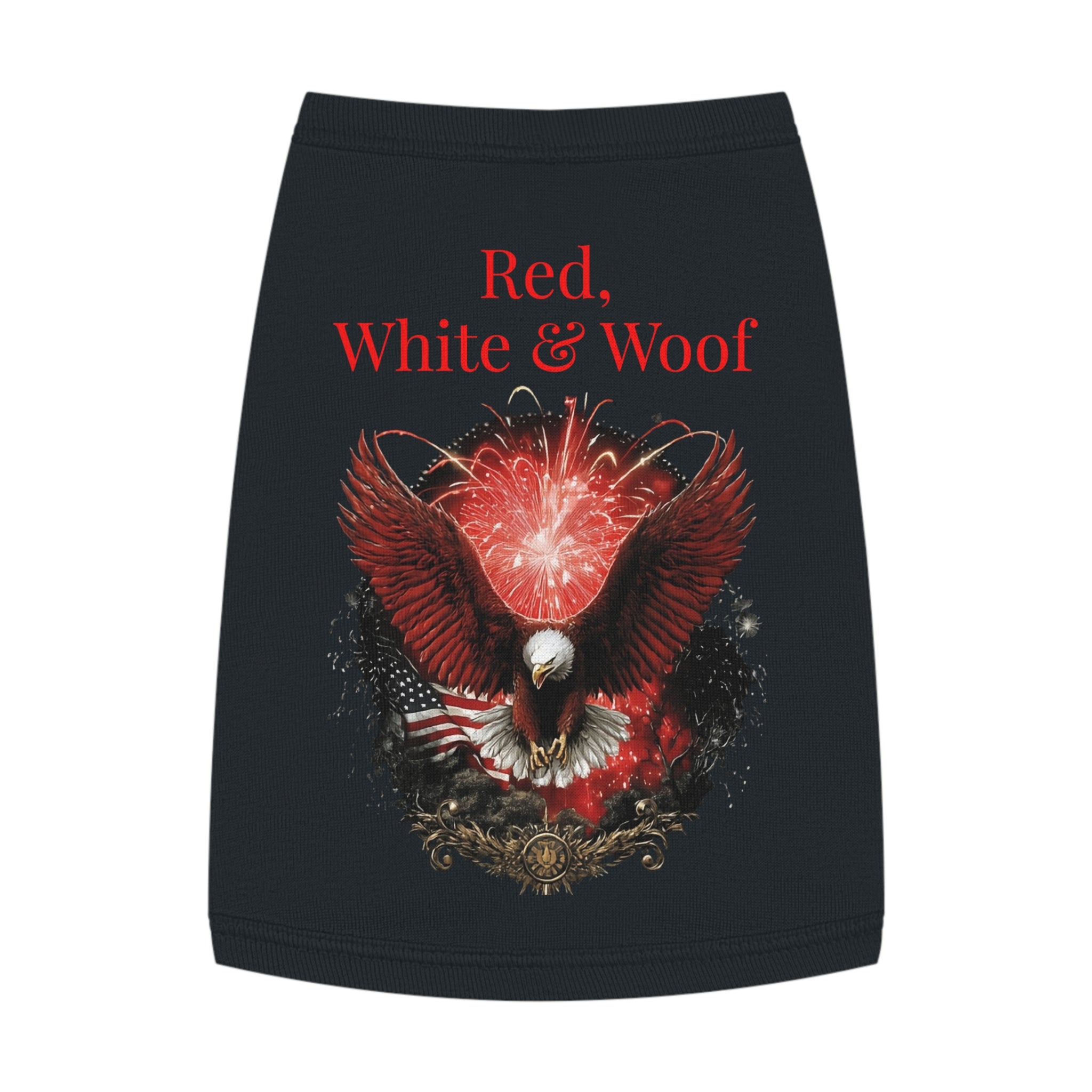 Red, White & Woof Patriotic Pet Tank Top — Bald Eagle Fireworks Dog Shirt for 4th of July
