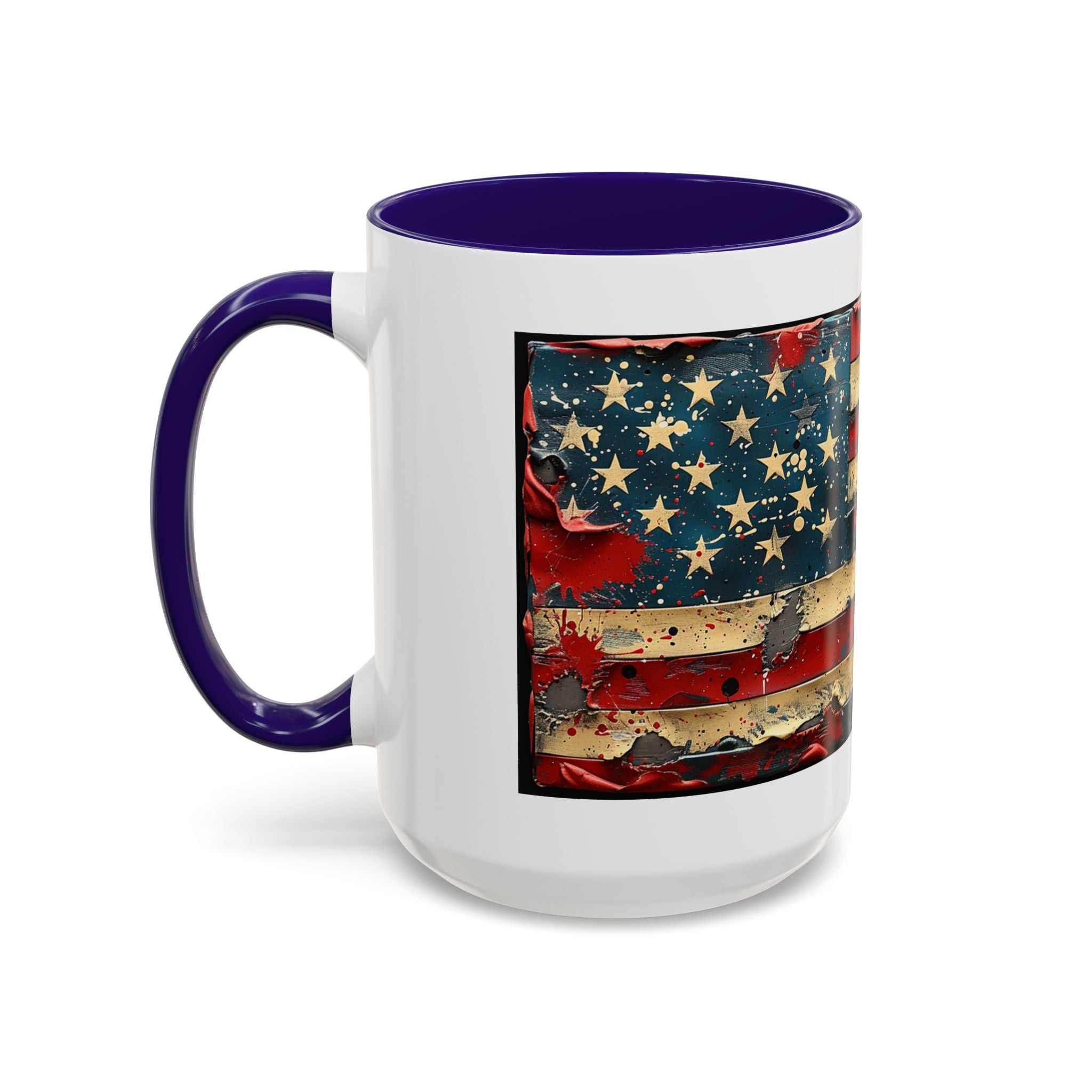 Colorful Mugs (11oz, 15oz), American Flag, Patriotic Flag coffee cup