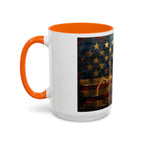 Distressed American Flag Accent Coffee Mug — Patriotic 11/15oz