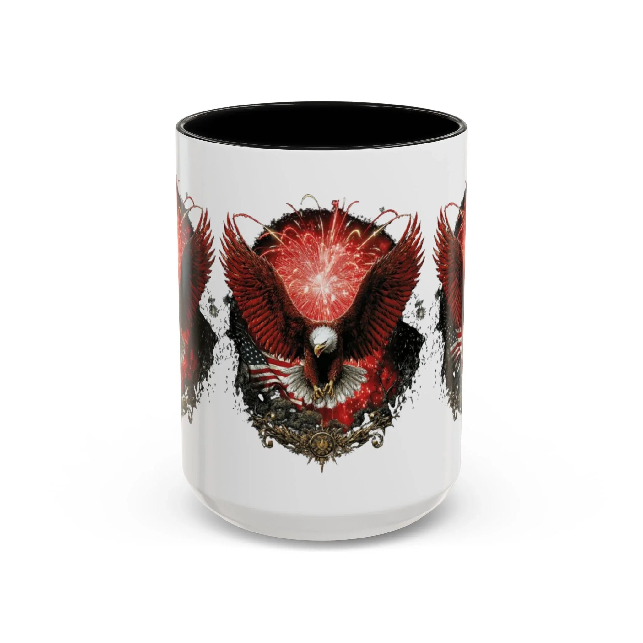 Red Eagle Emblem Accent Coffee Mug | Patriotic Eagle Design - 250 USA Celebration