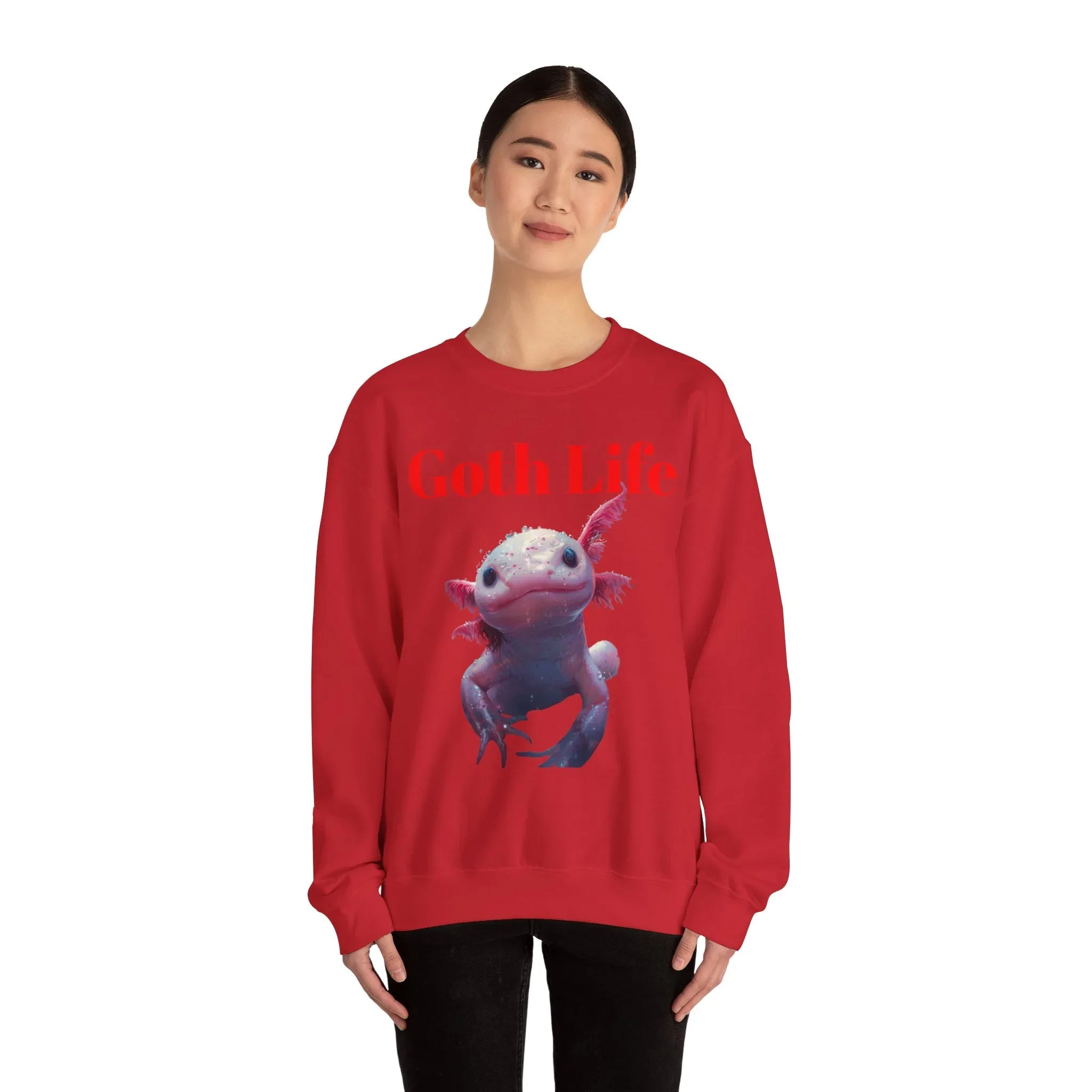 Goth Life Axolotl Sweatshirt | Cute Goth Axolotl Illustration - 250 USA Celebration