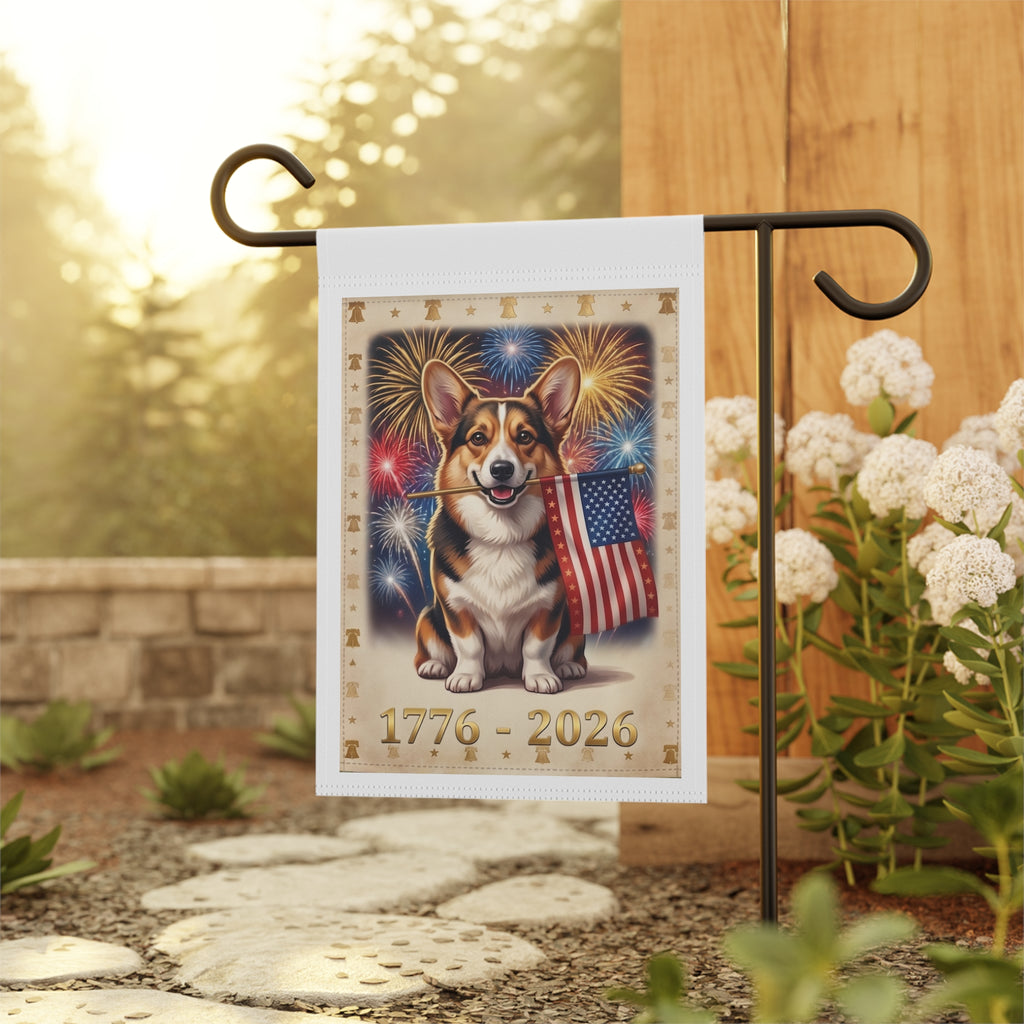 Patriotic Corgi USA Semiquincentennial Garden Flag