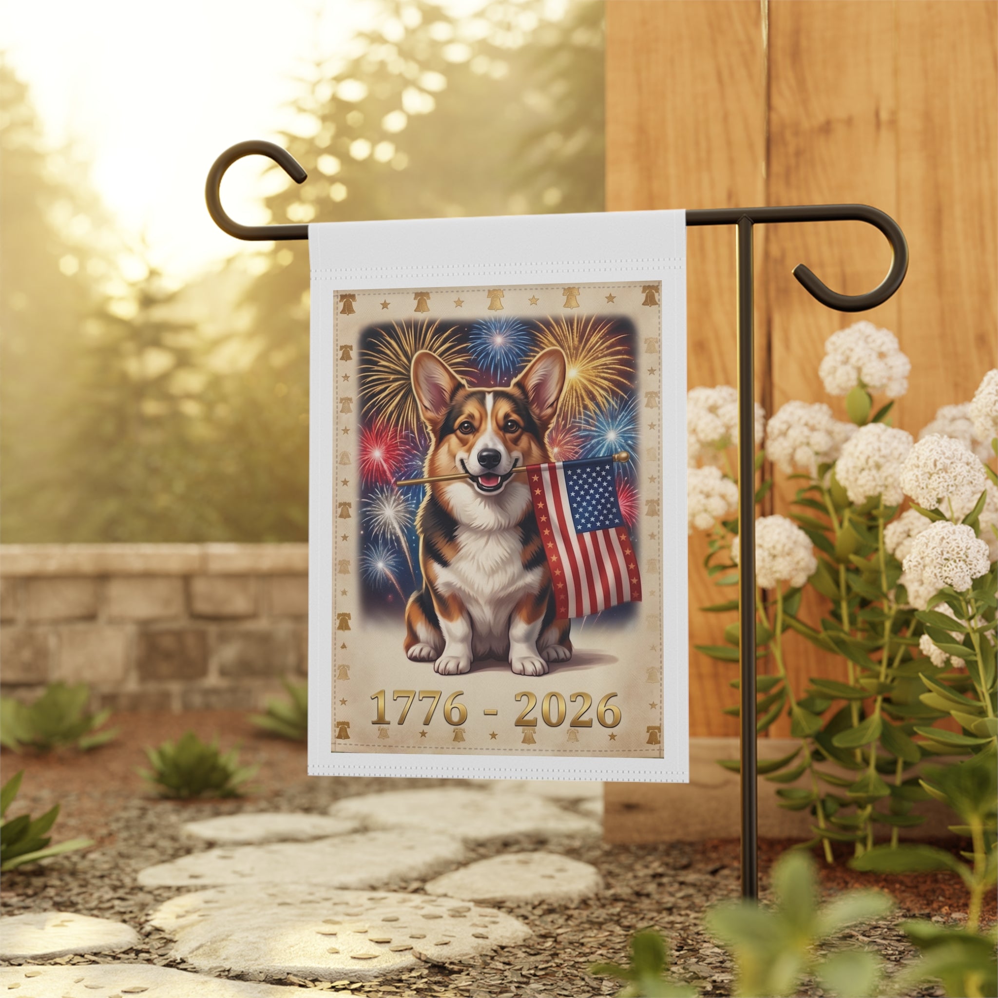 Patriotic Corgi USA Semiquincentennial Garden Flag