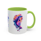 Y2K Chrome Dolphin Flaming Hoop Mug | Holographic Neon Dolphin Coffee Cup - 250 USA Celebration