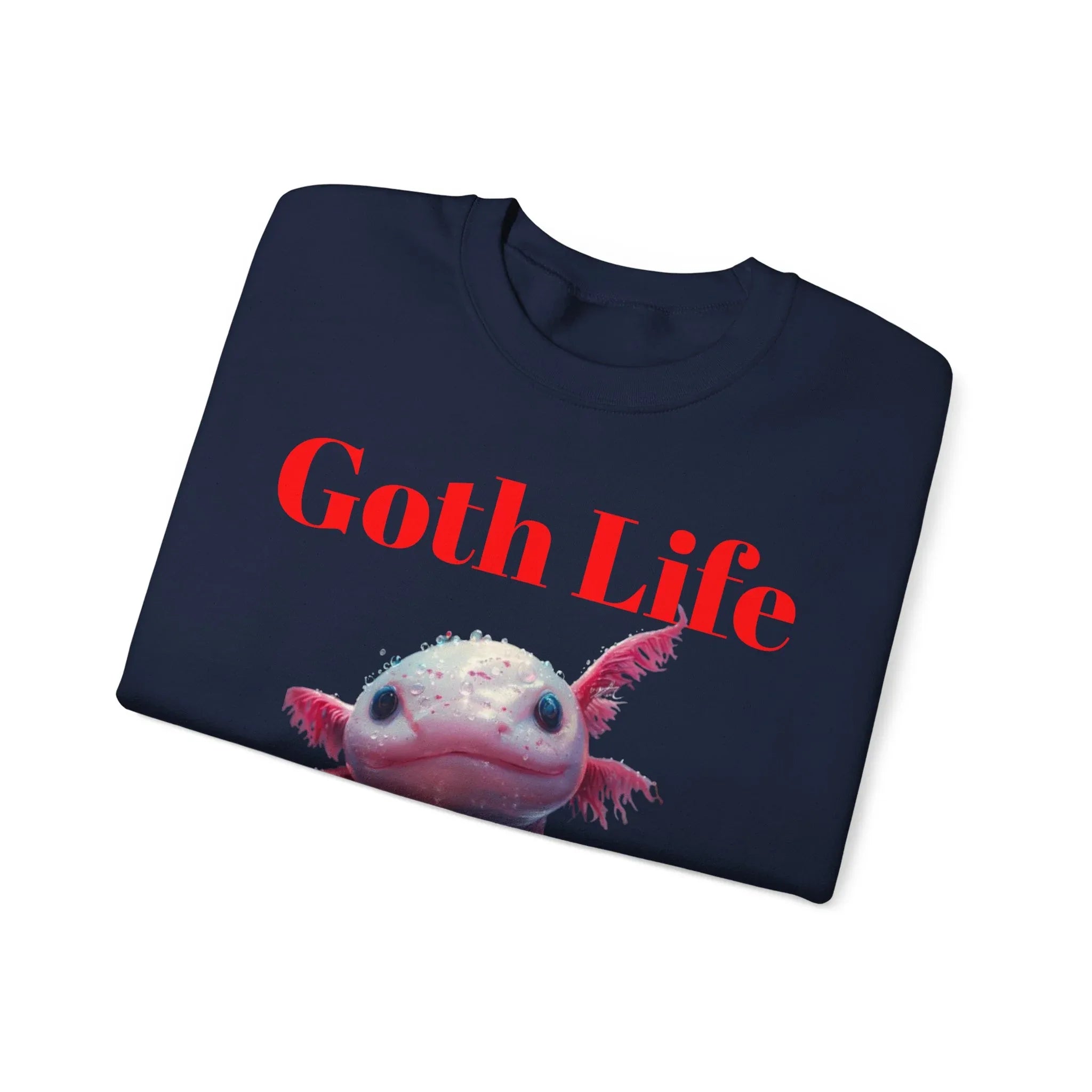 Goth Life Axolotl Sweatshirt | Cute Goth Axolotl Illustration - 250 USA Celebration