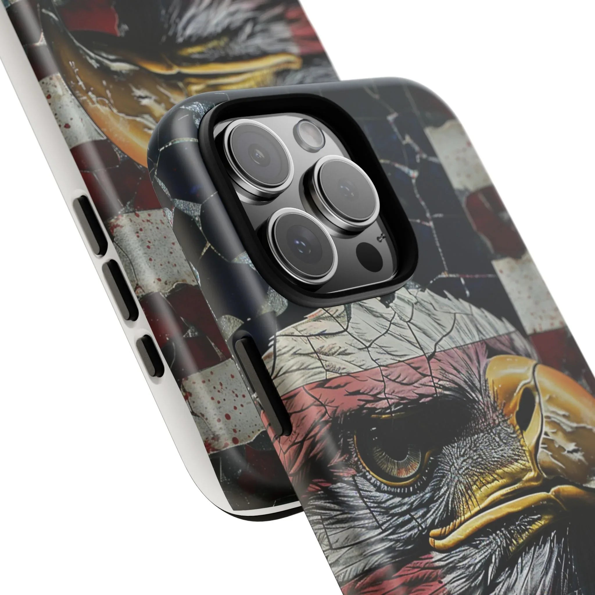 American Flag Bald Eagle phone case | Patriotic iPhone cover, cracked vintage flag design - 250 USA Celebration
