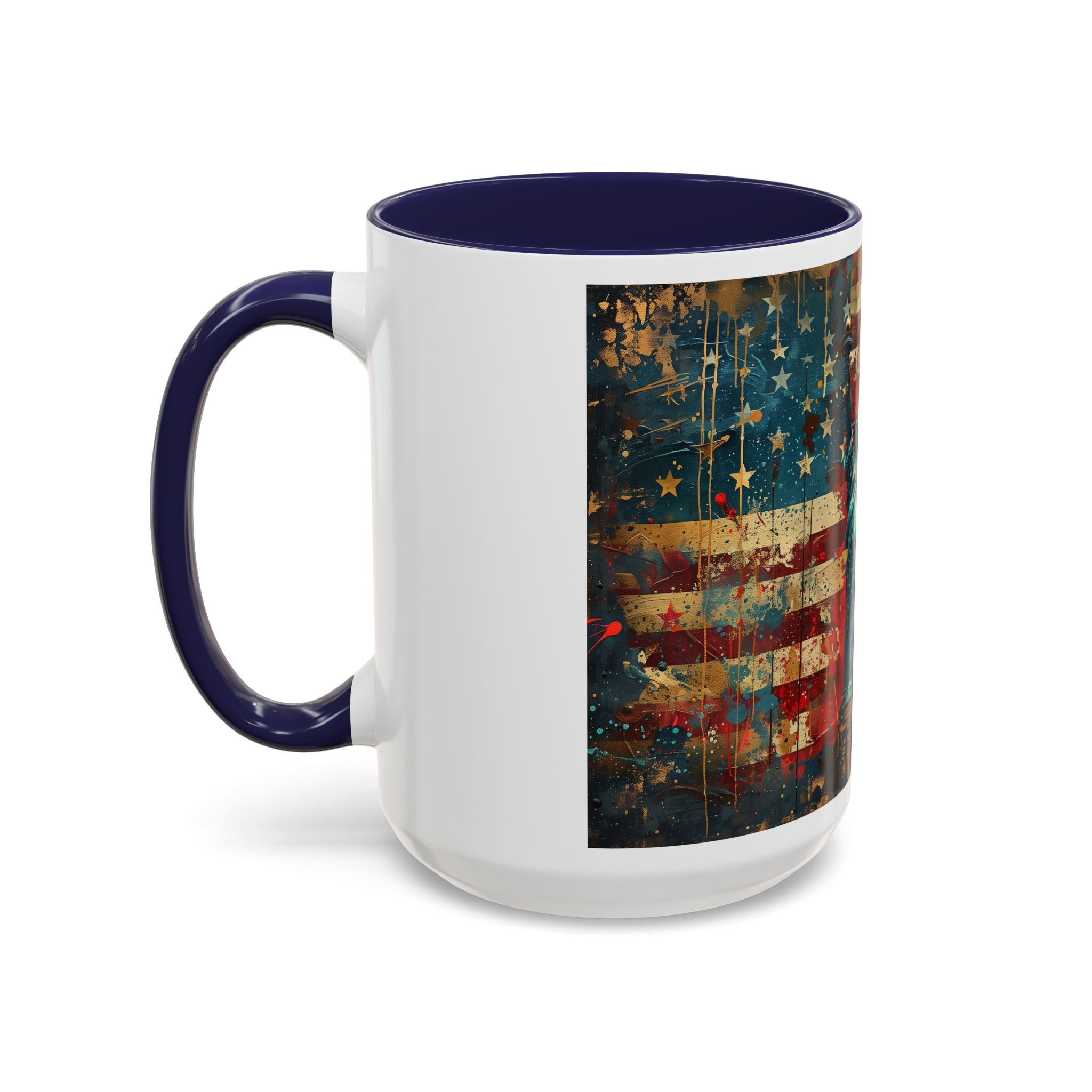Liberty Statue American Flag Coffee Mug — Patriotic Vintage Accent Mug (11/15oz)
