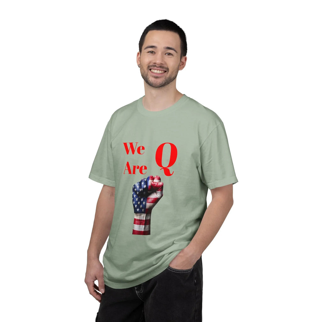 We Are Q fist American flag T-Shirt | QAnon political design - 250 USA Celebration
