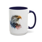 American Bald Eagle watercolor, Coffee Mug | Patriotic flag design - 250 USA Celebration