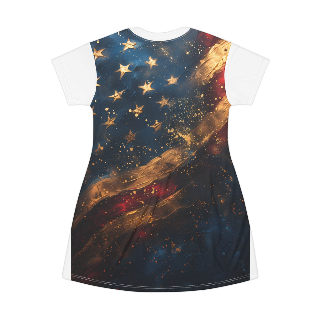 Patriotic Starry Flag T-Shirt Dress