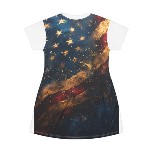 Patriotic Starry Flag T-Shirt Dress