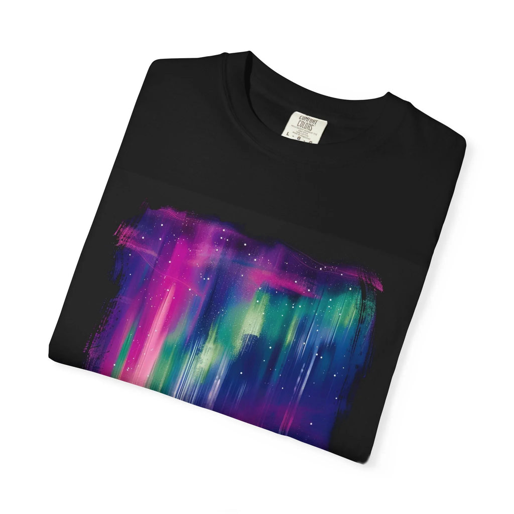 Neon Aurora Borealis T-shirt | Northern Lights Landscape, Night Sky Art - 250 USA Celebration