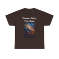 Honor, Duty, Freedom T-Shirt - Patriotic American Flag Galaxy Tee
