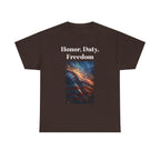 Honor, Duty, Freedom T-Shirt - Patriotic American Flag Galaxy Tee