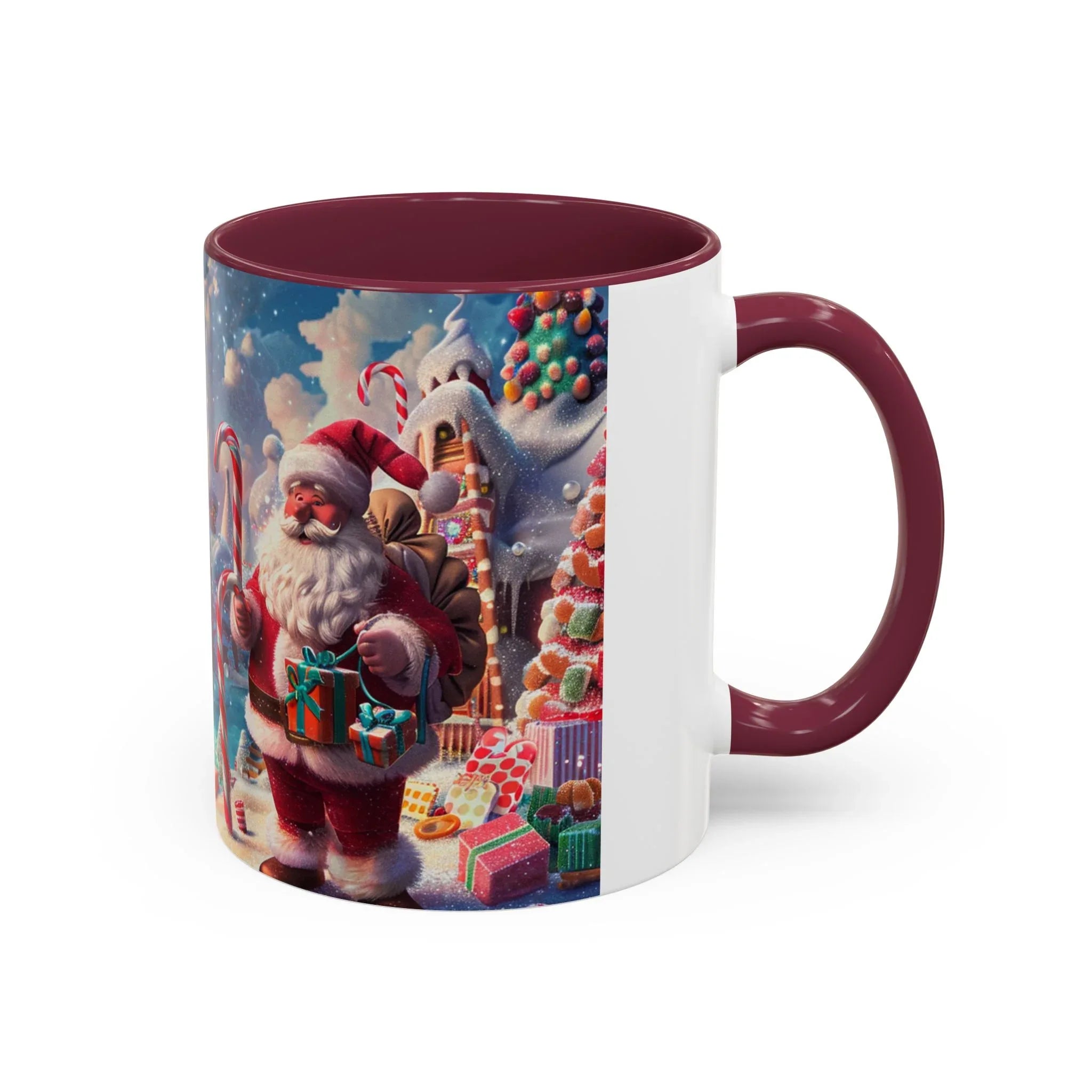 Festive Santa in Candy Wonderland mug | Holiday Christmas ceramic mug - 250 USA Celebration