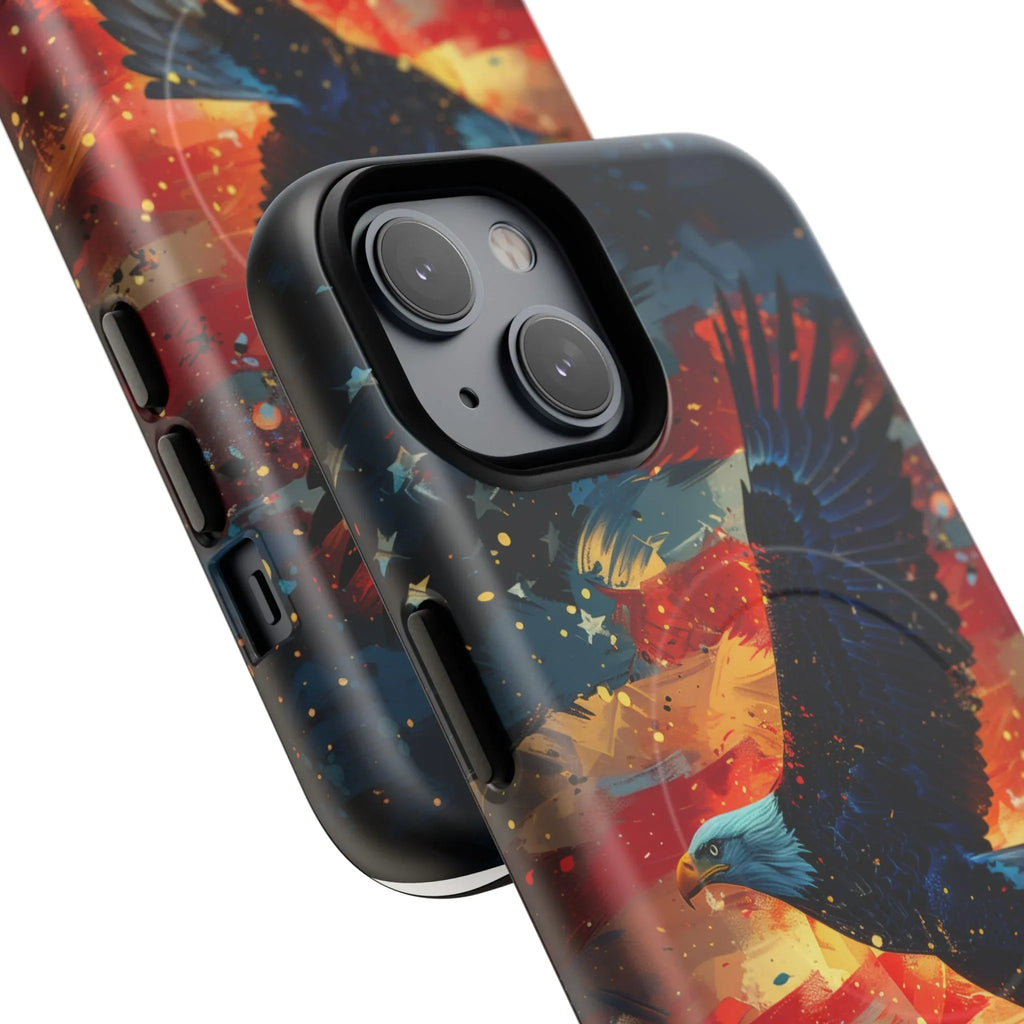 Eagle Flag Magnetic Phone Case, Patriotic iPhone Cover, Tough Cell Phone Cases, Gift for Veterans, Independence Day Accessories - 250 USA Celebration
