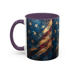 Distressed American Flag Accent Coffee Mug | 11oz 15oz - 250 USA Celebration