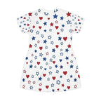 Patriotic Stars And Hearts American Flag T-Shirt Dress